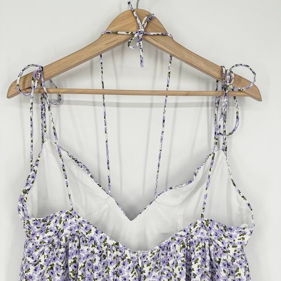 REVOLVE More To Come Viola Tie Strap Mini Dress Floral Plunge V-Neck in Lavender - Picture 9 of 14